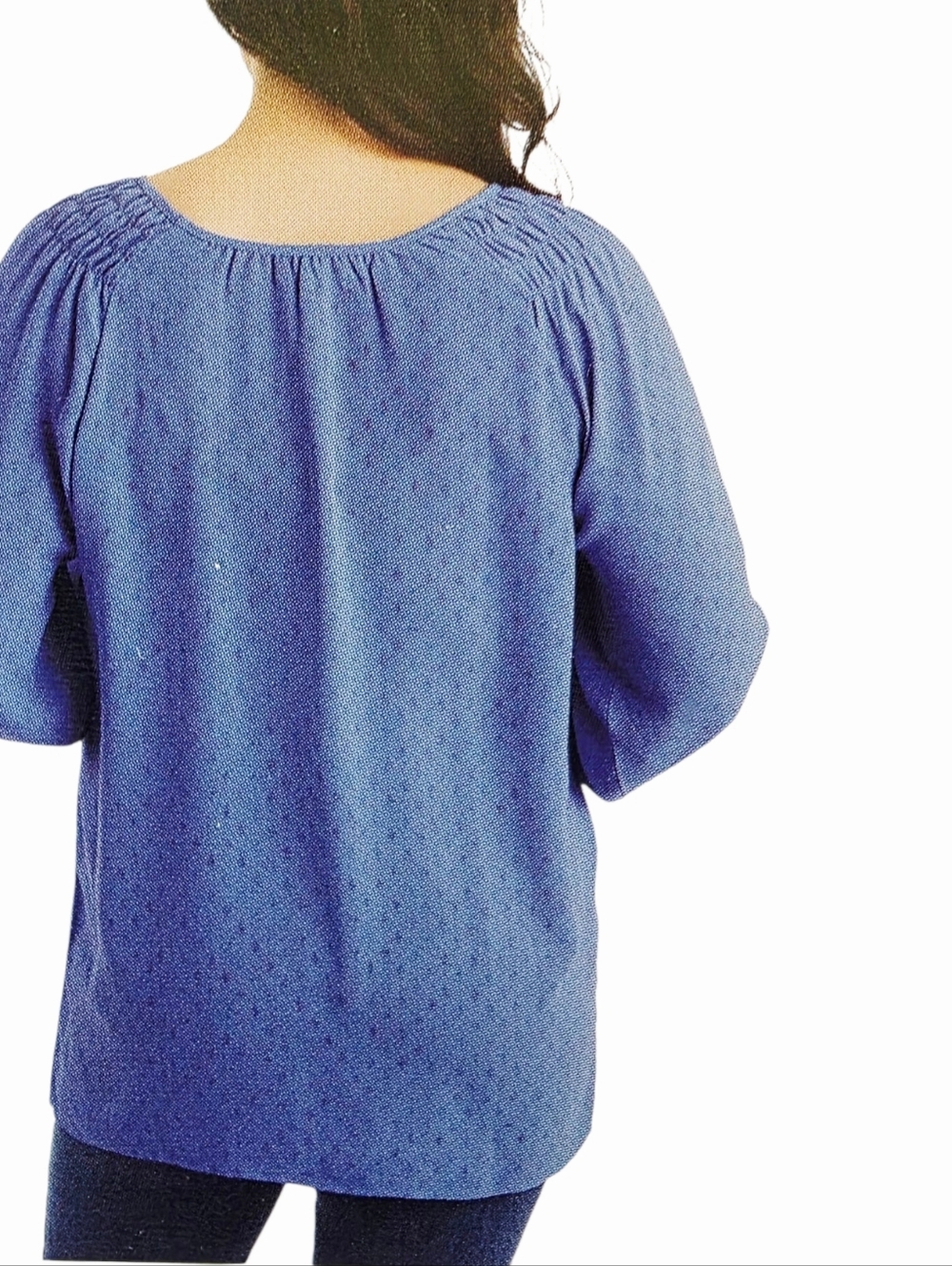 Women's Jessica Simpson Textured Blouse with Blouson Sleeves Blue Size L NWT - Picture 6 of 10